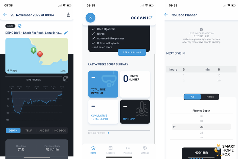 Приложение Oceanic Plus на iPhone.